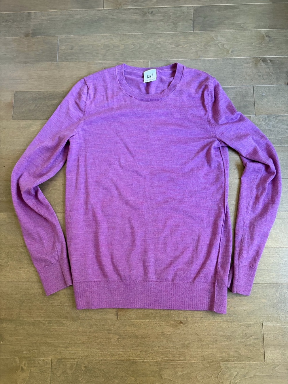 GAP Women Pink Crewneck Merino Wool Sweater M Tall Soft